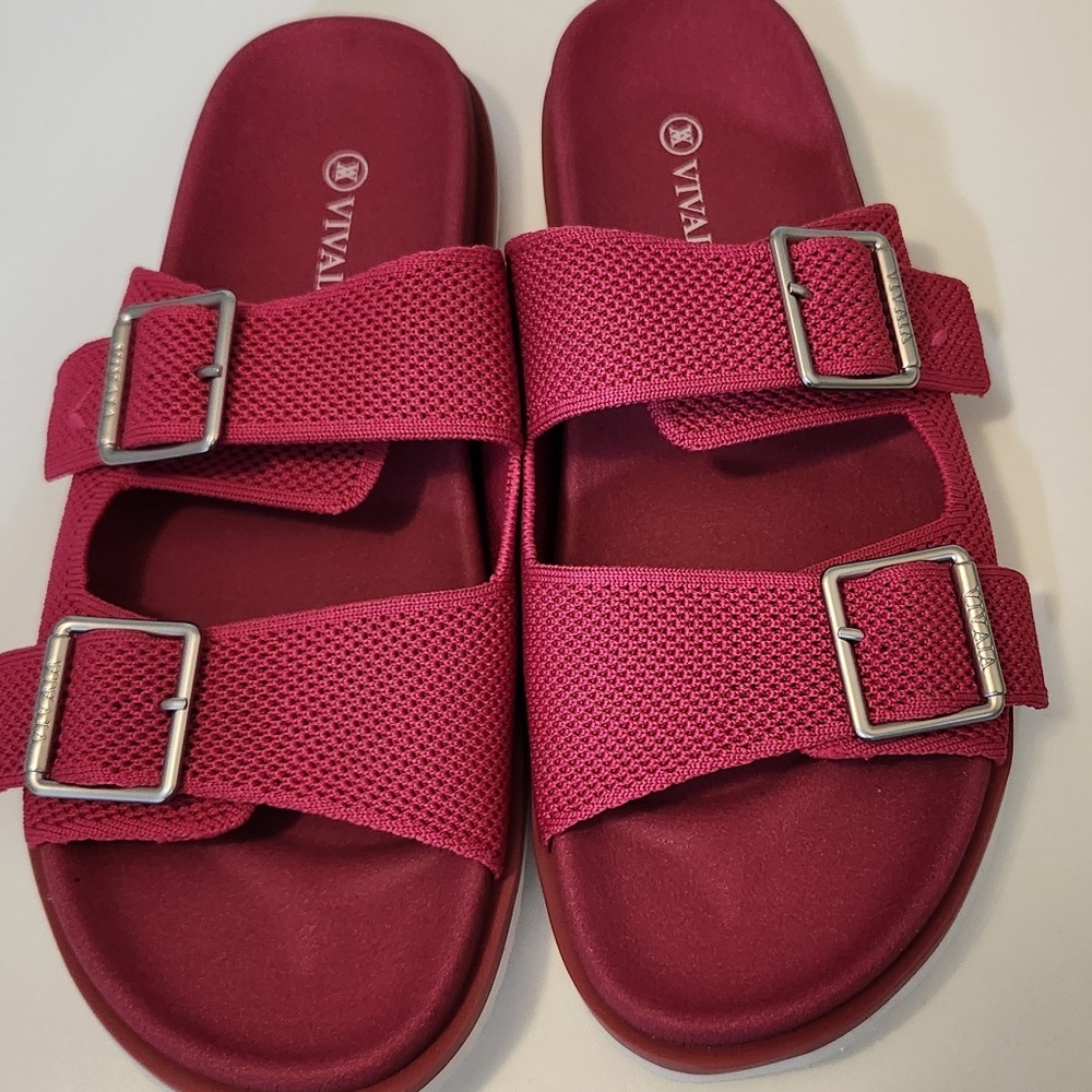 VIVAIA Pink Mesh, Double/Adjustable Buckle Sandals